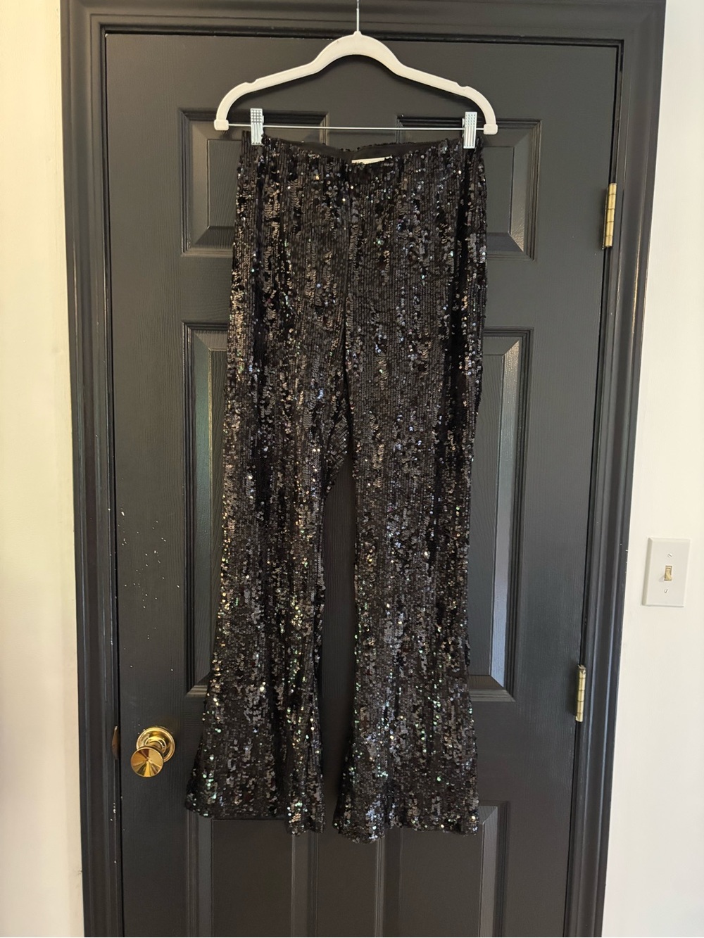 No Boundaries Black Sequin Flare Pants